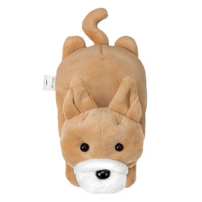 Plush dog toy with a white background