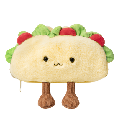 Plush toy magsafe wallet shaped like a taco with a smiling face