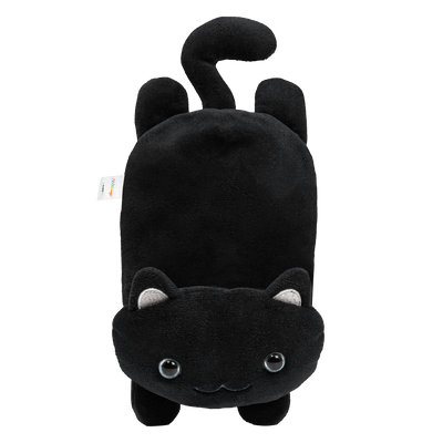 Black plush cat toy Magsafe Wallet on a white background